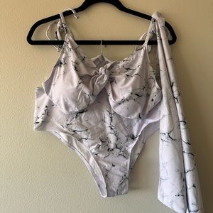 Shein Black and White Marble Bikini and Wrap